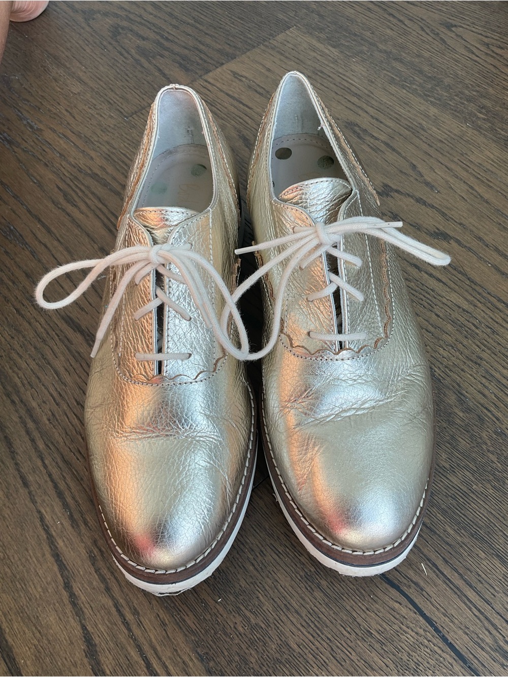 Boden Metallic Leather Oxfords